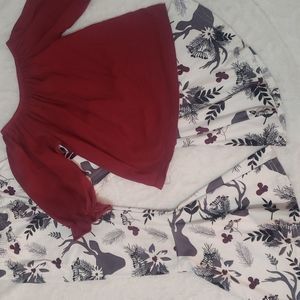 3T boutique set(Medium) Deer bells & burgundy top